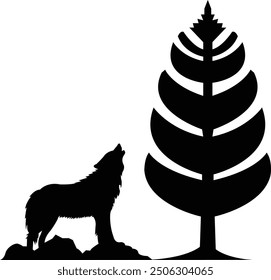 howling wolf silhouette - Wolf howling art