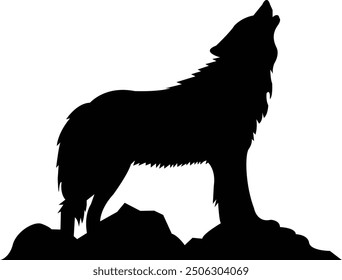 howling wolf silhouette - Wolf howling art