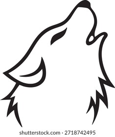 Uma ilustração de silhueta de lobo uivante