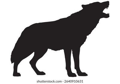 Howling Wolf Silhouette, Illustration of a Wild Animal