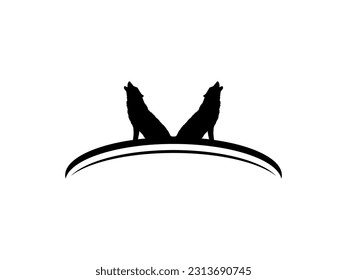 the Howling Wolf Silhouette for Logotype, Art Illustration or Graphic Design Element. Vector Illustration