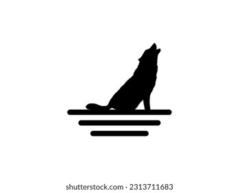la silueta con aulas de lobo para el tipo de logotipo. Ilustración vectorial