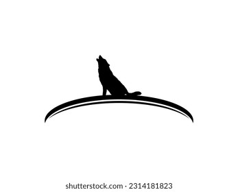 the Howling Wolf Silhouette for Logotype, Art Illustration or Graphic Design Element. Vector Illustration