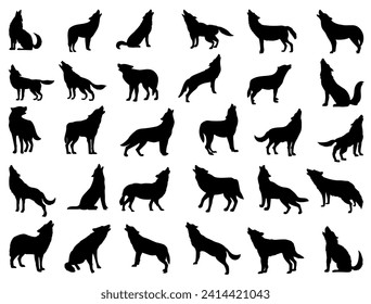Howling Wolf silhouette vector art white background
