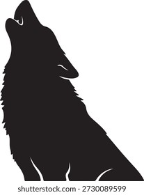 Howling Wolf Silhouette Vector – Black Wolf Icon for Wildlife and Nature Design