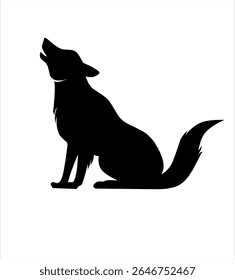 howling wolf silhouette vector illustration isolated on white background as flat design promotional element for symbol of courage and freedom and also for artwork