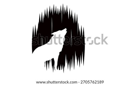 Howling Wolf symbol, black isolated silhouette