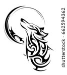 Howling wolf as tribal tattoo shape