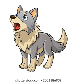 Howling Wolf Vector Illustration - Cartoon, Clipart, and Line Art Design