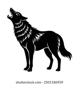 Howling Wolf Vector Illustration - Cartoon, Clipart, and Line Art Design