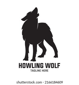 Howling wolf vector illustration in silhouette modern logo design, perfect for company and brand logo design