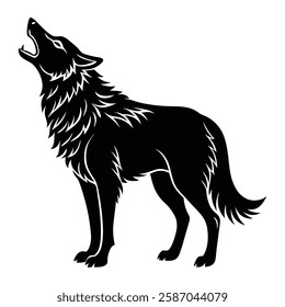 Howling wolf vector silhouette art illustration