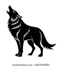 Howling wolf vector silhouette art illustration