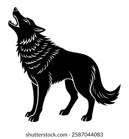 Howling wolf vector silhouette art illustration