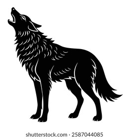 Howling wolf vector silhouette art illustration