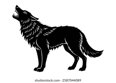 Howling wolf vector silhouette art illustration