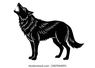 Howling wolf vector silhouette art illustration