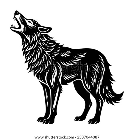 Howling wolf vector silhouette art illustration