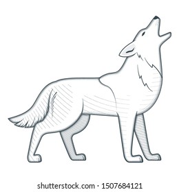 Howling wolf. Vintage vector illustration on white background