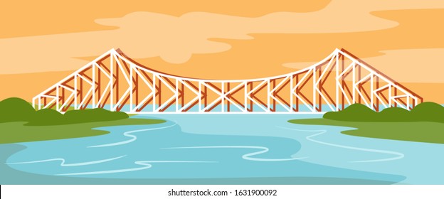 howrah bridge kolkata, west bengal, india vector illustration