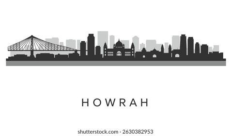 Howrah Cityscape Silhueta com Bengala Ocidental, e Índia.