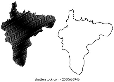 Howrah district (West Bengal State, Republic of India) map vector illustration, scribble sketch Howrah map