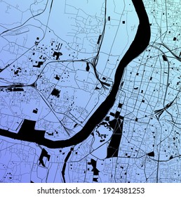 Howrah, West Bengal, India (IND) - Urban vector city map with parks, rail and roads, highways, minimalist town plan design poster, city center, downtown, transit network, gradient blueprint