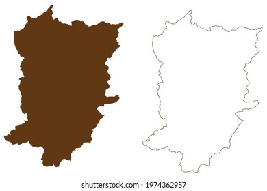 Hoxter district (Federal Republic of Germany, State of North Rhine-Westphalia, NRW, Detmold region) map vector illustration, scribble sketch Hoxter map