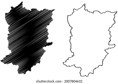 Hoxter district (Federal Republic of Germany, State of North Rhine-Westphalia, NRW, Detmold region) map vector illustration, scribble sketch Hoxter map