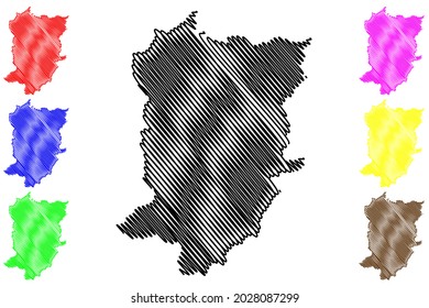 Hoxter district (Federal Republic of Germany, State of North Rhine-Westphalia, NRW, Detmold region) map vector illustration, scribble sketch Hoxter map