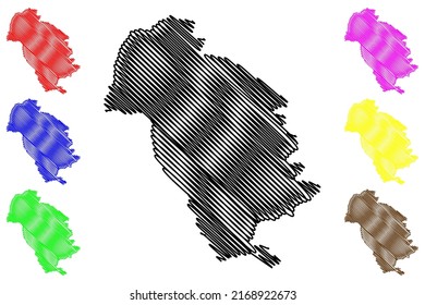Hoy island (United Kingdom of Great Britain and Northern Ireland, Scotland, Orkney Islands) map vector illustration, scribble sketch Isle of Ha-oy map