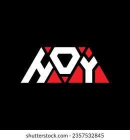 Diseño del logotipo de la letra del triángulo HOY con forma de triángulo. Monograma de diseño del logotipo del triángulo HOY. Plantilla de logotipo vectorial de triángulo HOY con color rojo. Logotipo triangular HOY Diseño sencillo, elegante y lujoso.