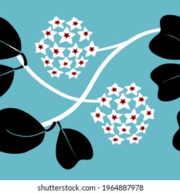 hoya flower vine vector bright exotic color seamless pattern