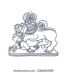 hoysala lanchana ilustración de línea simple 