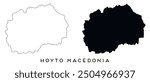 Hoyto Macedonia map outline and black silhouette vector