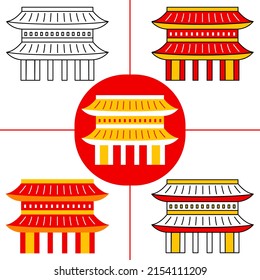 Hozomon Tempel im flachen Design-Stil