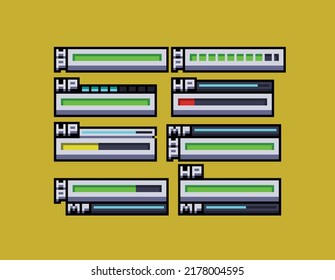 Hp bars ui made in pixel art style