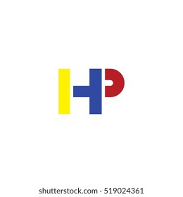 HP flat initial letter logo combining yellow blue red