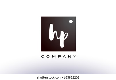 HP H P black white handwritten handwriting alphabet company letter logo square design template dot dots creative abstract