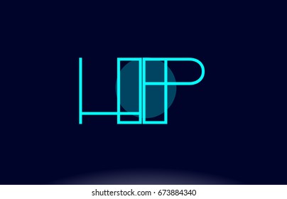 hp h p blue line circle letter logo alphabet creative company vector icon design template