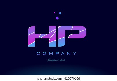 hp h p  creative color blue background pink purple magenta alphabet letter company logo vector icon