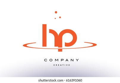 HP H P creative orange swoosh dots alphabet company letter logo design vector icon template
