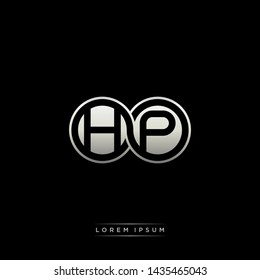 HP H P initial letter linked circle capital monogram logo modern template silver color edition