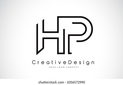 HP H P Letter Logo Design in Black Colors. Creative Modern Letters Vector Icon Logo Illustration.