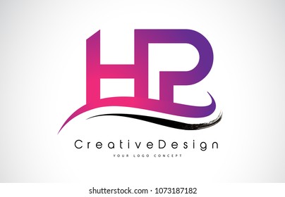 HP H P Letter Logo Design in Black Colors. Creative Modern Letters Vector Icon Logo Illustration.