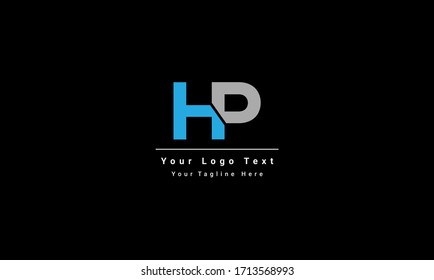 HP H P Letter Logo Design in Blue Colors with black background. Creative Modern Letters Vector Icon Logo Illustration.