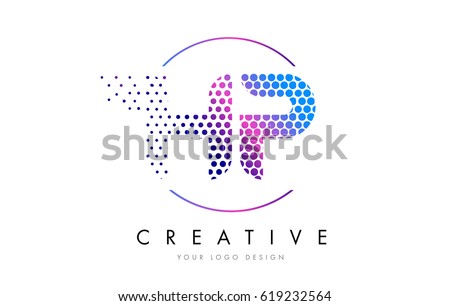 HP H P Pink Magenta Dotted Bubble Letter Logo Design. Dots Lettering Vector Illustration