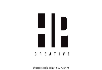 HP H P White Letter Logo Design with Black Square Vector Illustration Template.