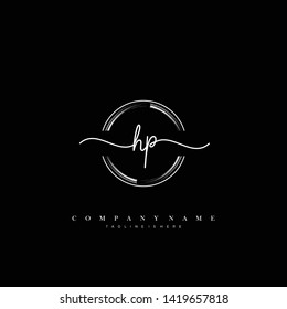 HP initial handwriting logo template vector