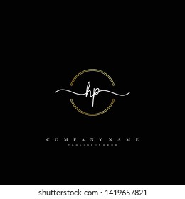 HP initial handwriting logo template vector